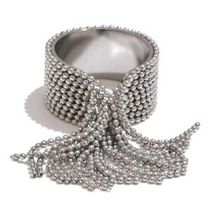 Anthropologie Tassel Stainless Steel Waterproof Resizable Ring